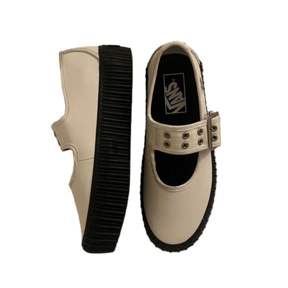 Vans Mary Jane Creepers Black and White Buckle Shoes, Size 6 - Picture 2 of 7
